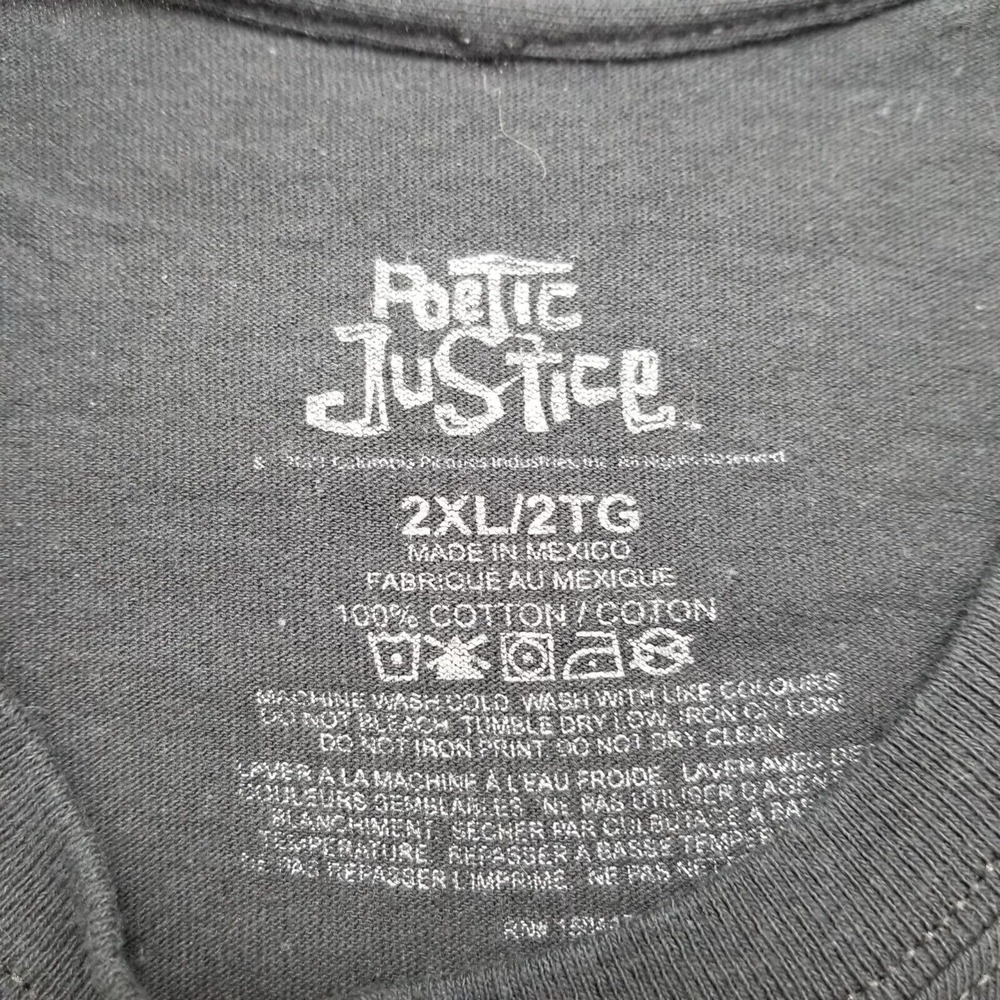 Tupak Shirt Mens XXL Black Short Sleeve Crew Neck Poetic Justice 2 Pac - Picture 6 of 11